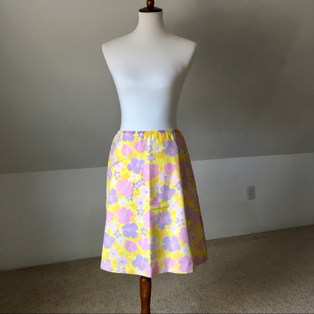Auth Vintage Lilly Pulitzer Hibiscus A-Line Skirt